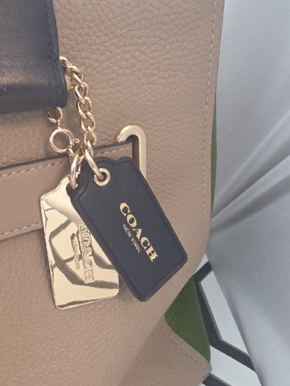 Coach Taupe, Green & Navy with Gold Hardware - Picture 2 of 9